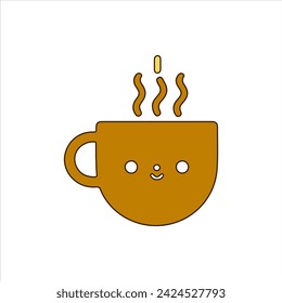 Happy Expression of Yellow Coffee Cup Vector Design