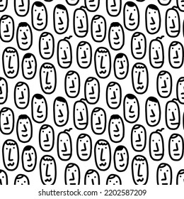 Felices y expresivas caras sonrientes personas traza a mano sin fisuras sensaciones de patrones emociones hablando