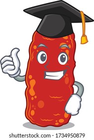 Happy Gesicht der Acinetobacter Bakterien in schwarzen Graduierungsmütze für die Zeremonie