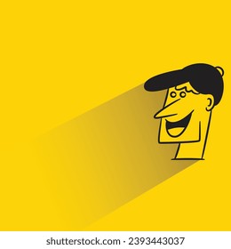 happy face avatar with shadow on yellow background
