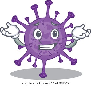 Happy face of bovine coronavirus mascot cartoon style