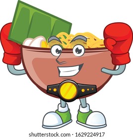 Happy Face Boxing bowl of noodle cartoon character design