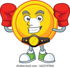 Happy Face Boxing Chinese Gold Coin Cartoon Character Design