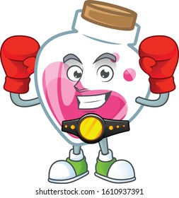Happy Face Boxing pink potion cartoon character design