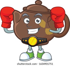 Happy Face Boxing teapot cartoon character design