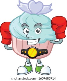 Happy Face Boxing vanilla blue love cupcake cartoon character design