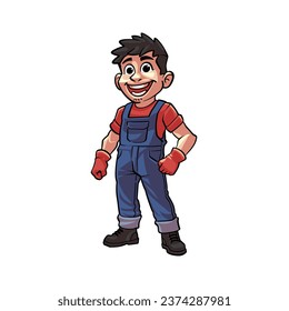 Happy face Builder Mascot character illustration