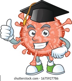 Happy face of bulbul coronavirus in black graduation hat for the ceremony