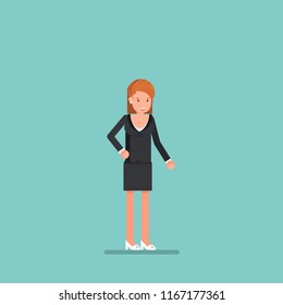 Happy face Businesswoman working character design. flat design. Vector illustration.