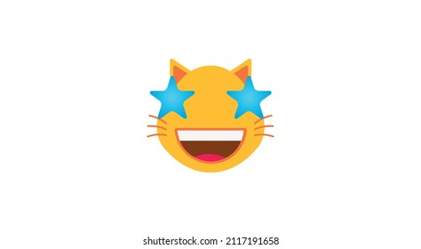 happy face cat vector emoji