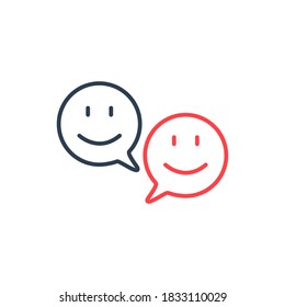 Happy face chat speech bubble symbol. Smile icon. Modern UI website navigation. Stock vector illustration isolated on white background.