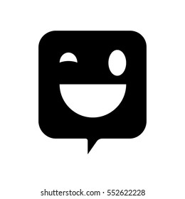 Happy face chat speech bubble symbol. Smile icon. Circle and square buttons. Flat design set. Thank you ribbon. Vector