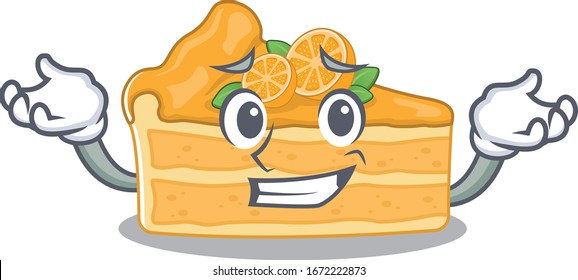 Happy face of cheesecake orange mascot cartoon style