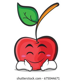 Happy face cherry character cartoon style