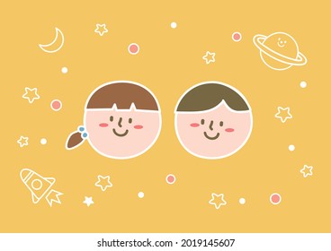 niños de cara feliz con antecedentes cósmicos