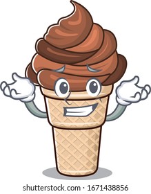 Happy face of chocolate ice cream mascot cartoon style