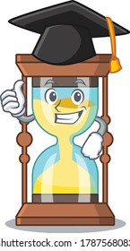 Happy face of chronometer in black graduation hat for the ceremony