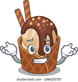 Happy face of coffee ice cream mascot cartoon style