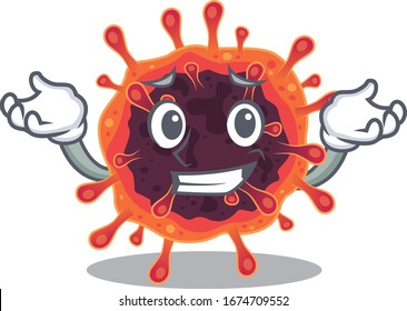 Frase feliz del estilo de las caricaturas de la mascota de la zona del virus de la corona