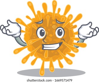 Happy face of coronavirus mascot cartoon style