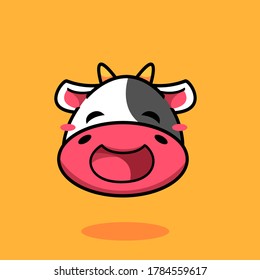 happy face cow head illustration farm barn milky