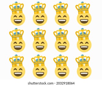 happy face with crown pattern on white background,vector illustration