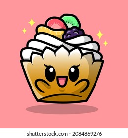 EIN GLÜCKLICHES FACE-CUPCAKE 
 MIT FRUCHTHEMENCHARAKTER 