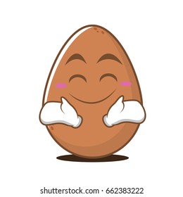 Happy face egg cartoon character vector illustration