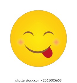 Happy face emoji. Smiling yellow symbol. Tongue out expression. Vector emoticon design.