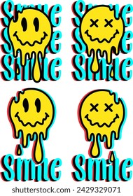 Happy Face Emoji mit Text dahinter in hellen Farben