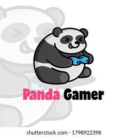 FELIZ ROSTRO FAT PANDA JUGANDO LOGO DE CARICATURA DE JUEGOS