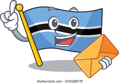 Happy face flag botswana mascot cartoon style with envelope