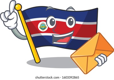 Happy face flag costa rica Scroll mascot design with envelope