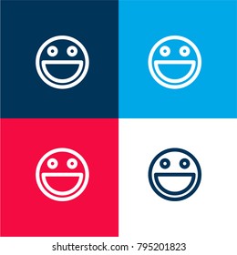Happy face four color material and minimal icon logo set in red and blue