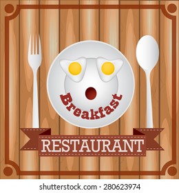 Happy Face Frying Eggs breakfast. Vector.
