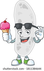 Happy face of gemmatimonadetes cartoon mascot having an ice cream. Vector illustration