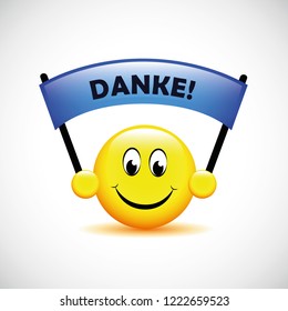 happy face with german text Danke translation Thank You typography vector illustration