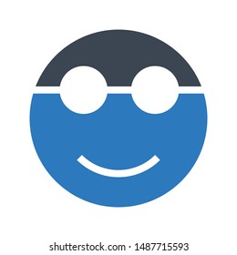 happy face glyph colour vector icon 