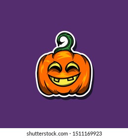 Happy Face Halloween Pumpkin Icon  Vector