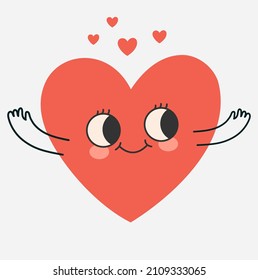 happy face heart flat design