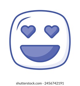 Happy face with heart symbols on eyes, concept icon of in love emoji