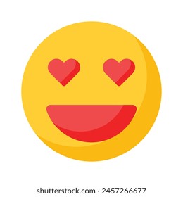 Happy face with heart symbols on eyes, concept icon of in love emoji