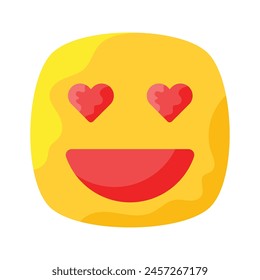 Happy face with heart symbols on eyes, concept icon of in love emoji