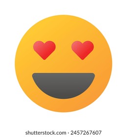 Happy face with heart symbols on eyes, concept icon of in love emoji