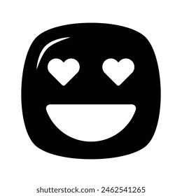 Happy face with heart symbols on eyes, concept icon of in love emoji