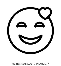 Happy face with heart symbols on eyes, concept icon of in love emoji