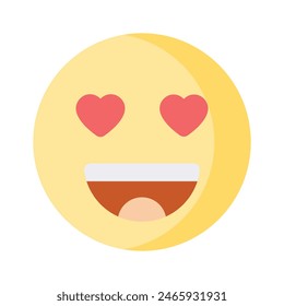 Happy face with heart symbols on eyes, concept icon of in love emoji