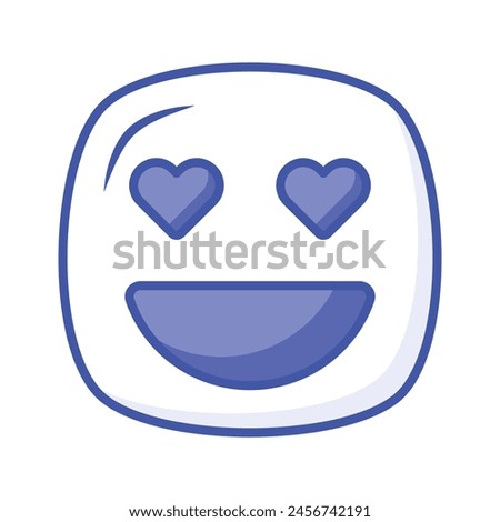 Happy face with heart symbols on eyes, concept icon of in love emoji