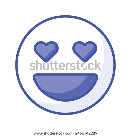 Happy face with heart symbols on eyes, concept icon of in love emoji