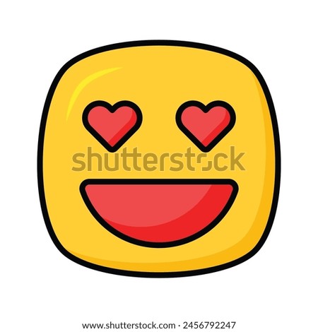 Happy face with heart symbols on eyes, concept icon of in love emoji